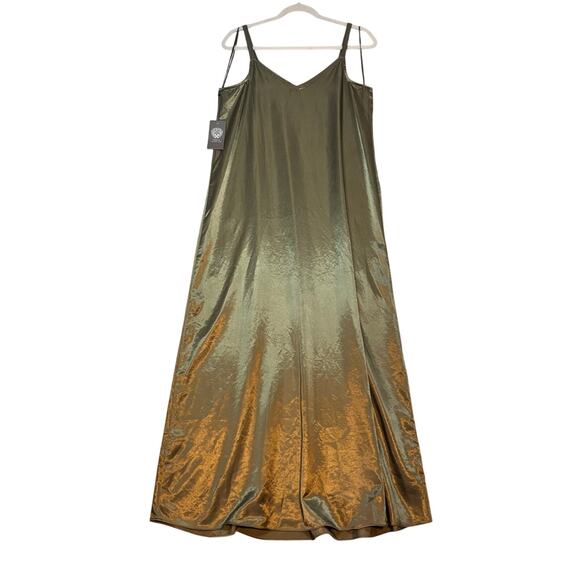 Vince Camuto Olive Satin Slip Midi Dress NWT Small Cocktail Evening - Picture 4 of 6